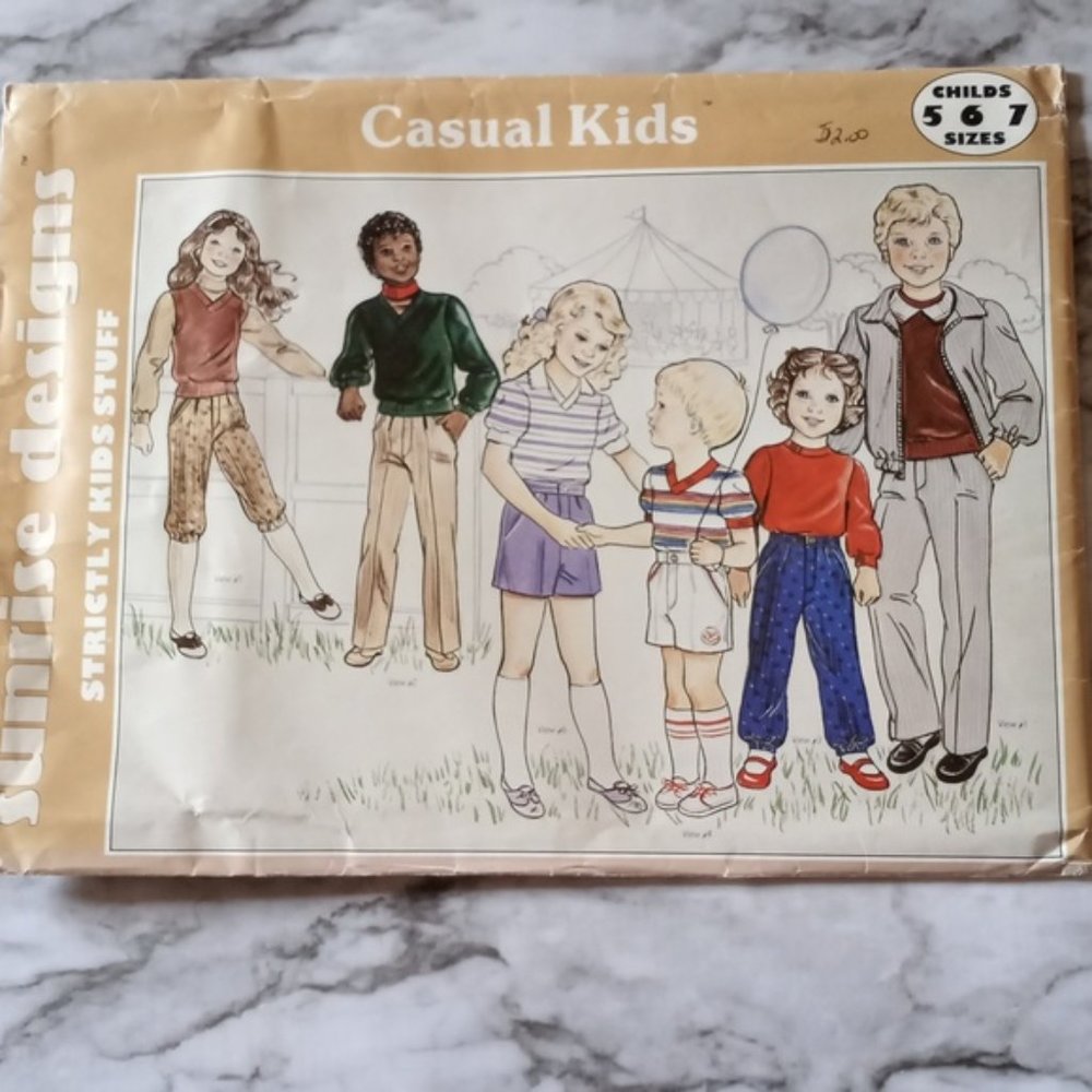 SEWING PATTERN - Casual Kids Vintage Shorts Tops Pants Shirt Jacket